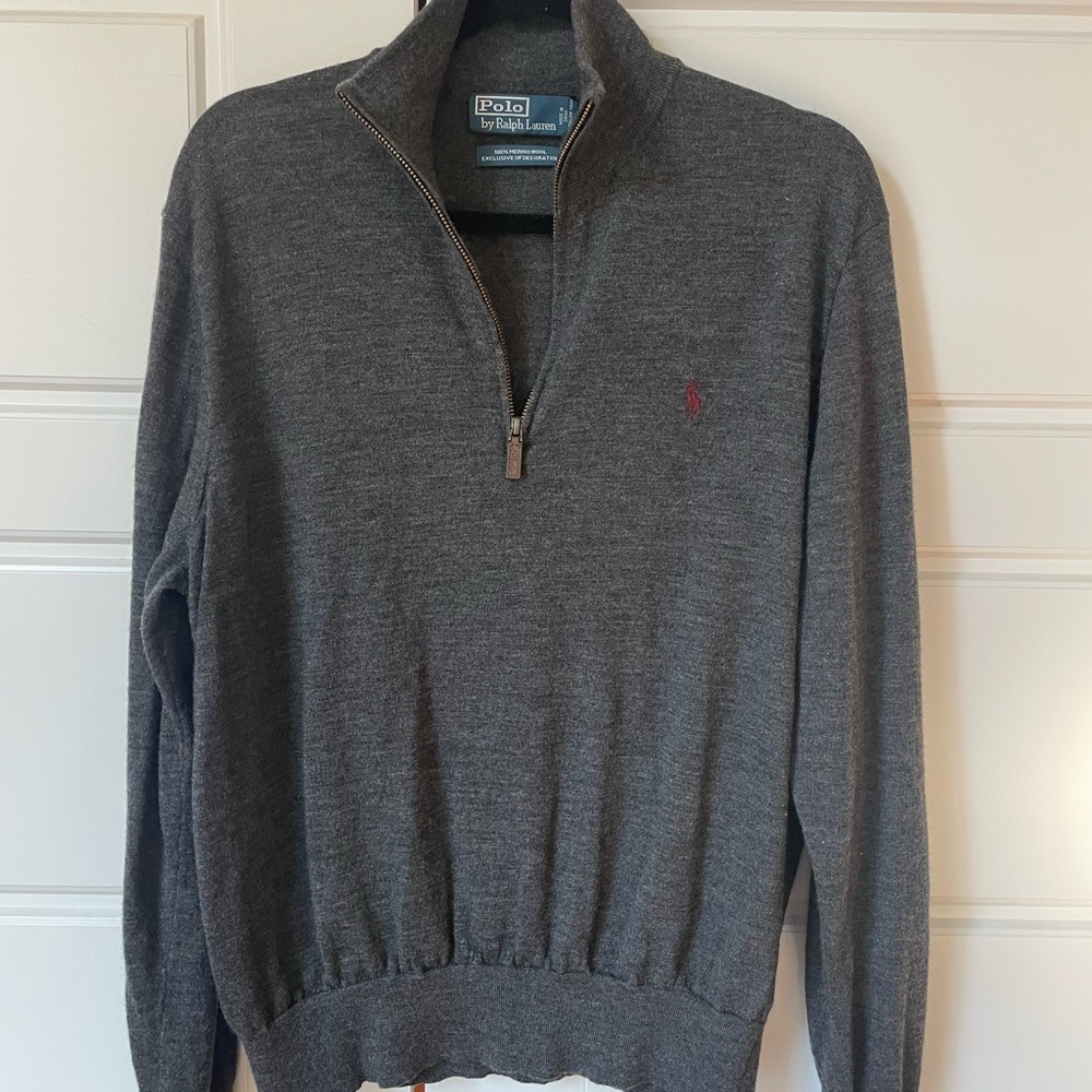 Ralph Lauren Men's Charcoal Zip-Up Sweater